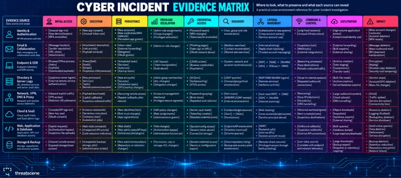 Cyber Incident Evidence Matrix poster